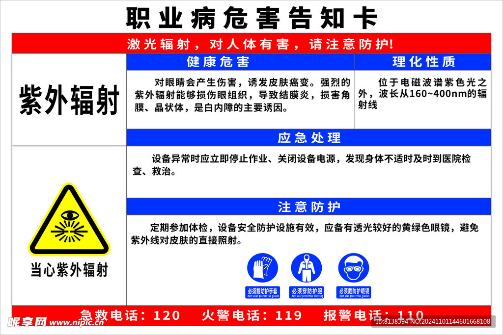 职业病危害告知卡