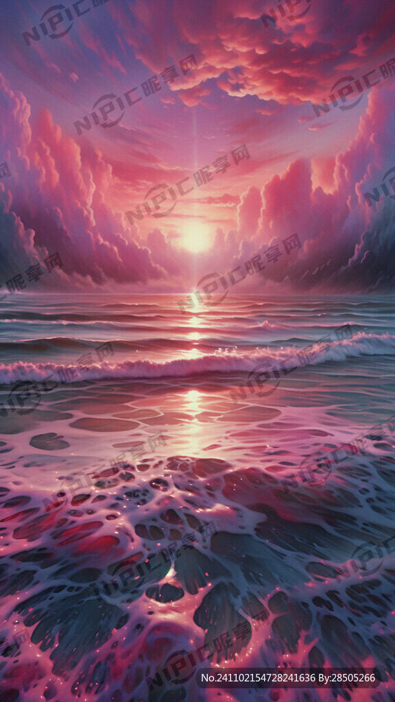 海浪 海滩 紫红色海浪