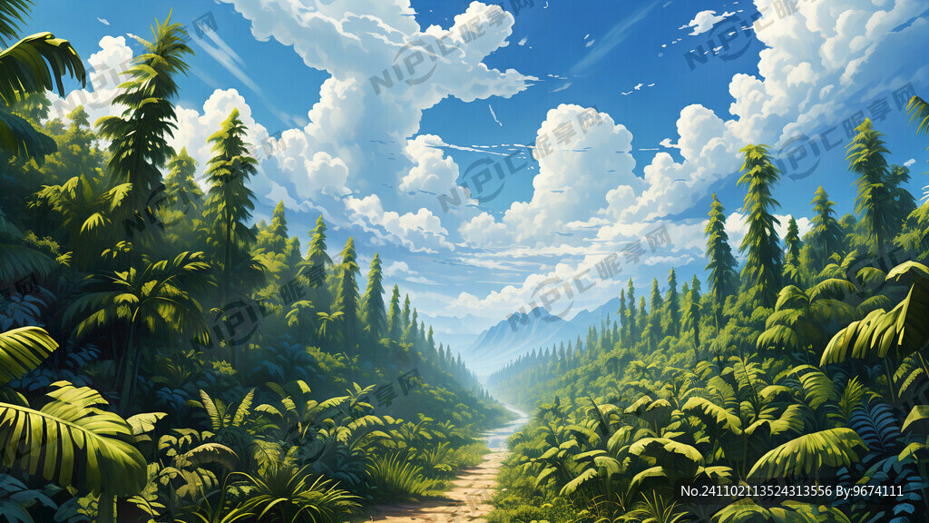 蓝天 白云 绿色的芭蕉林 芭蕉