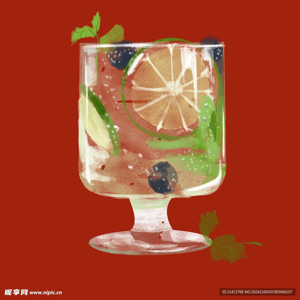 手绘水果奶茶