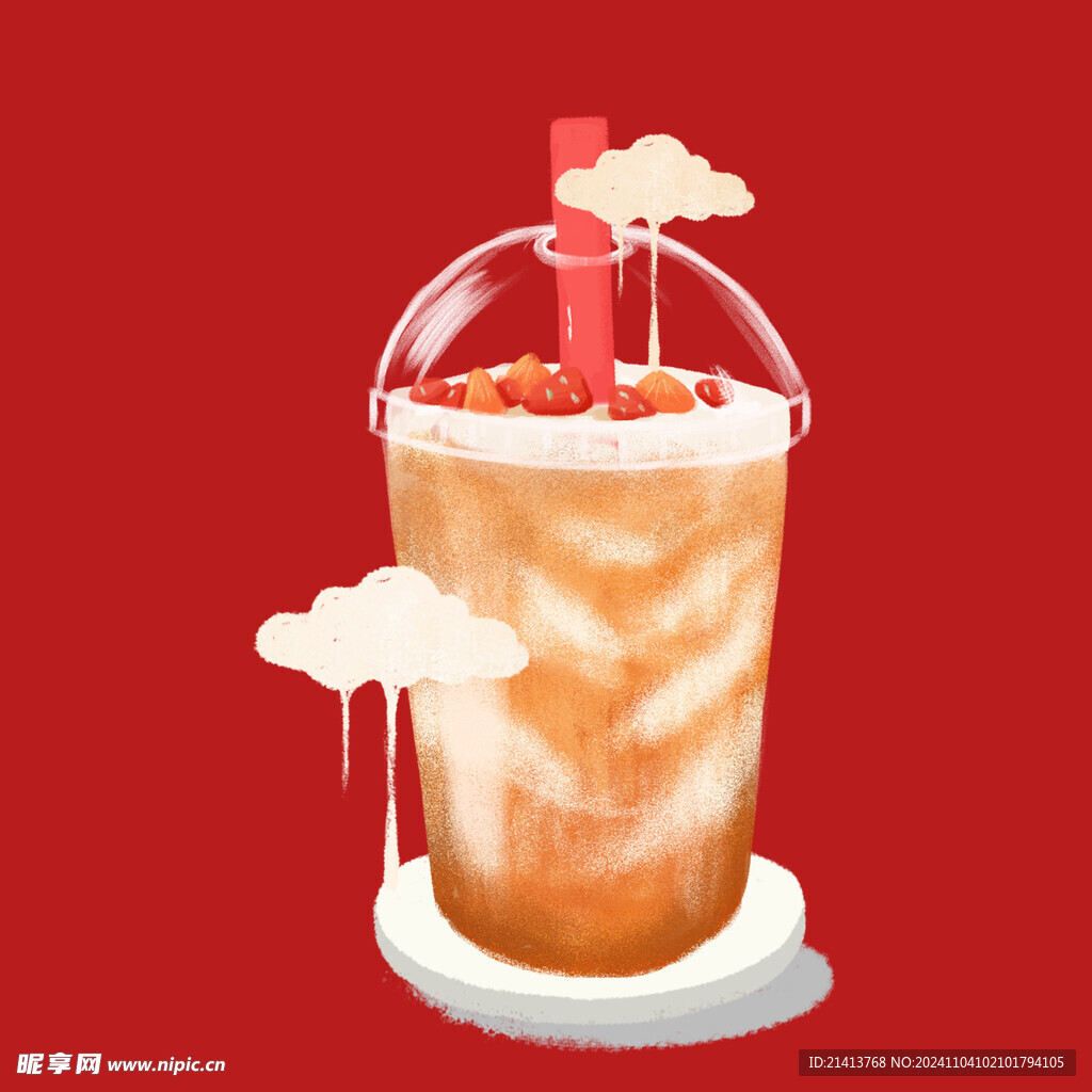 手绘水果奶茶