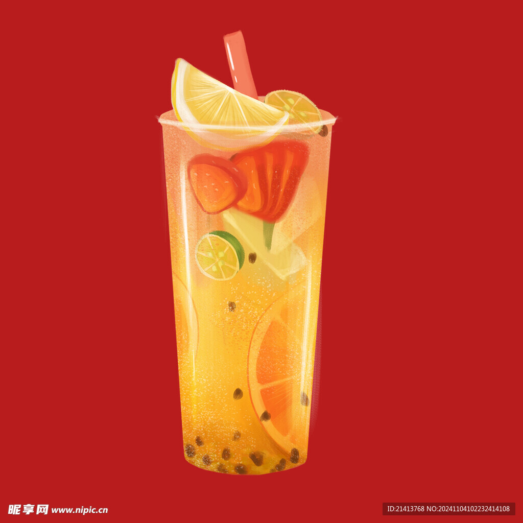 手绘水果奶茶