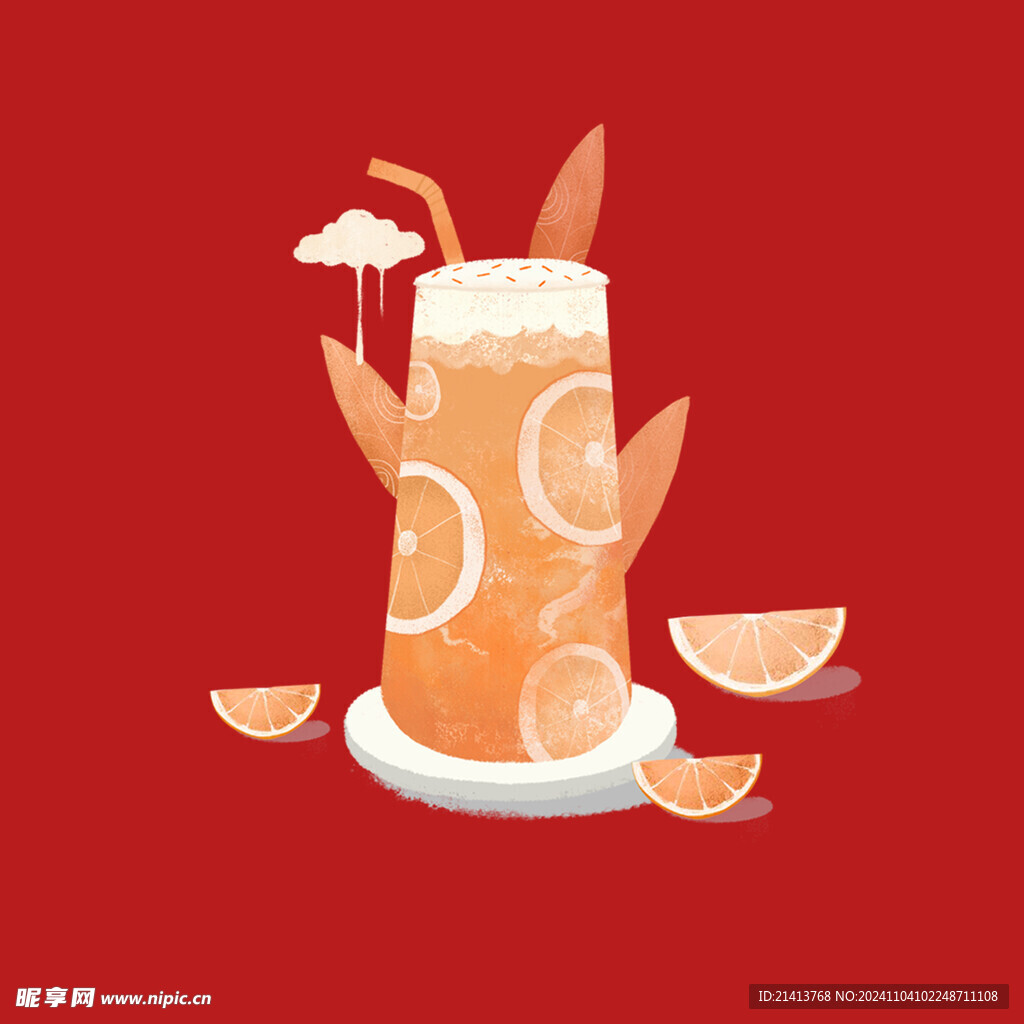 手绘水果奶茶