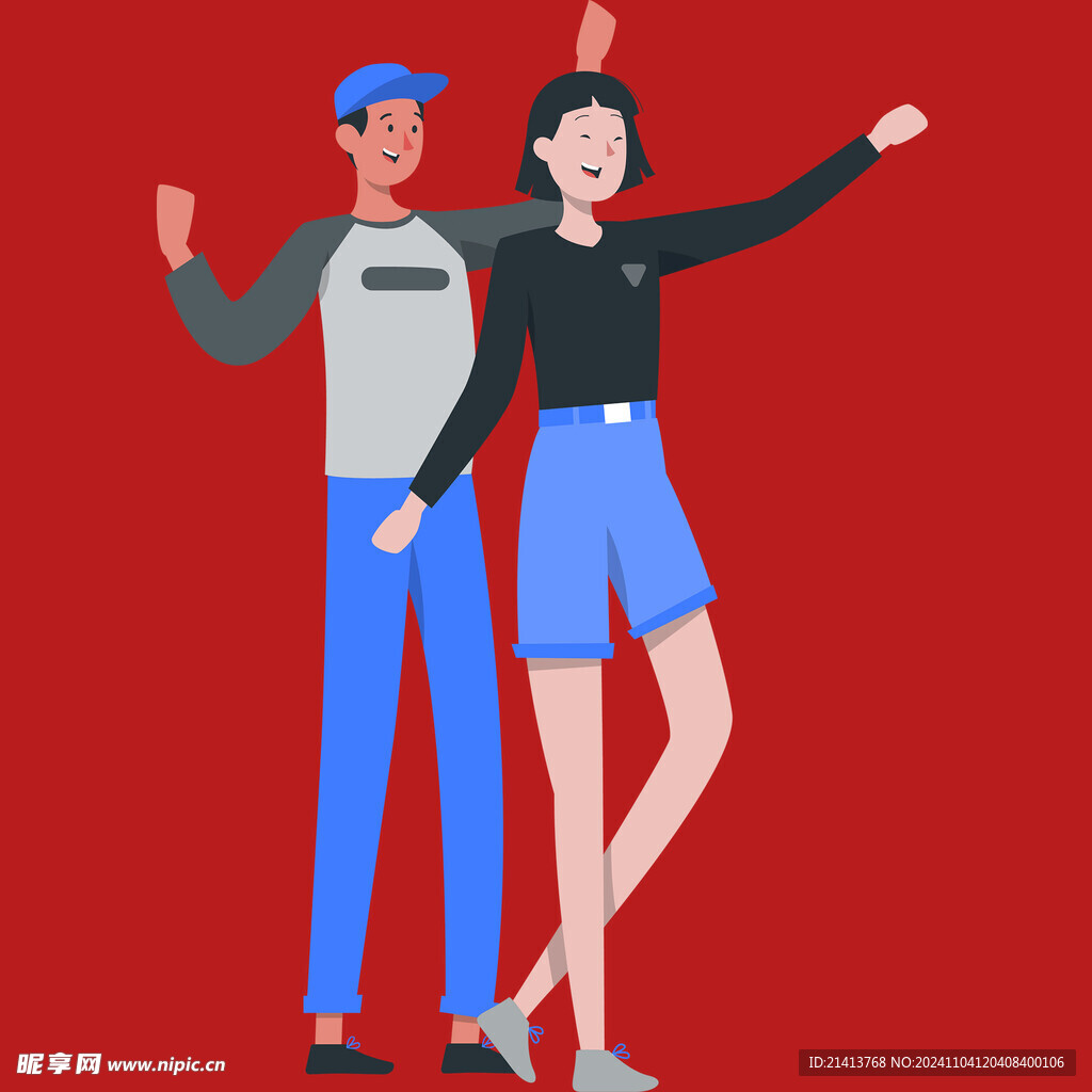 手绘情侣恋人