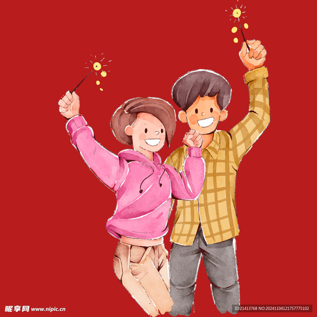 手绘情侣恋人
