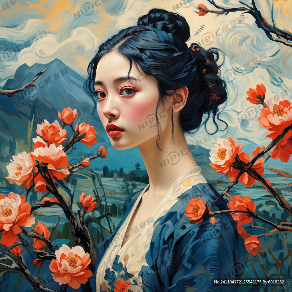 梵高杏花 女性头像