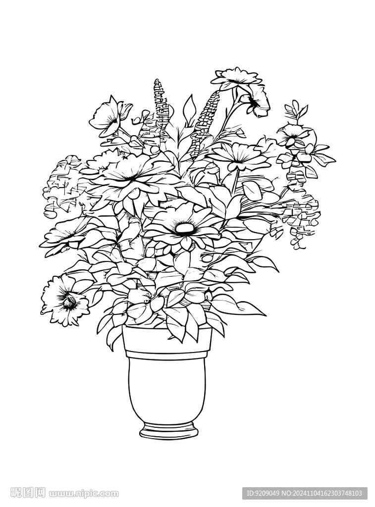 花盆装饰线稿