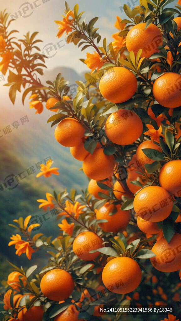 脐橙树和橙子花  绝美壁纸