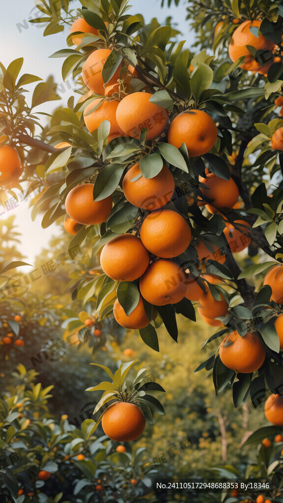 一棵脐橙树上结满橙了和开满了白