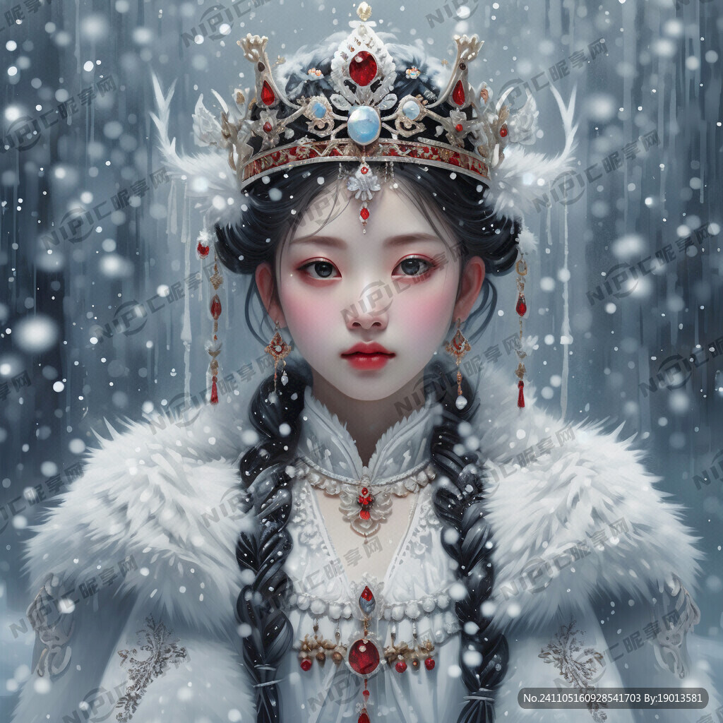 头戴皇冠 冰雪公主 白色背景