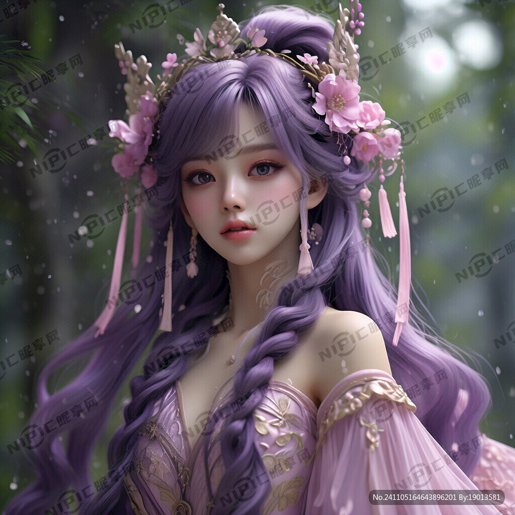 3D立体 梦幻公主 紫色头发