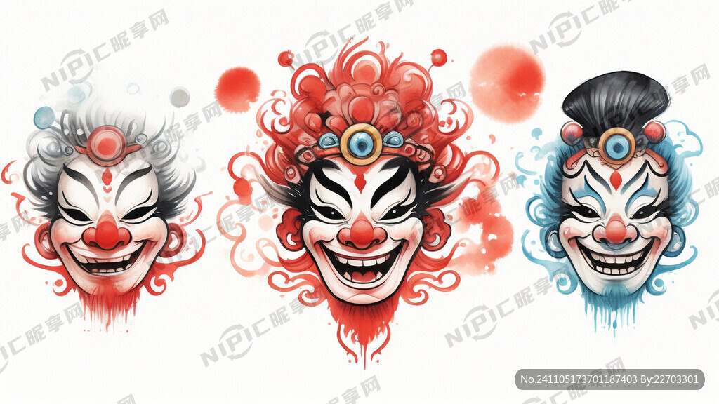 生旦净末丑卡通脸谱