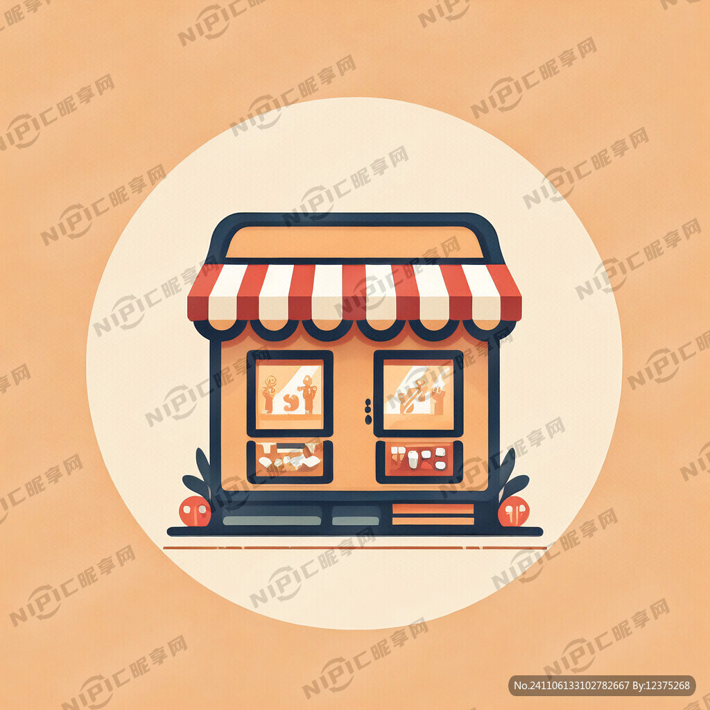 暖色系商店图标 扁平风格