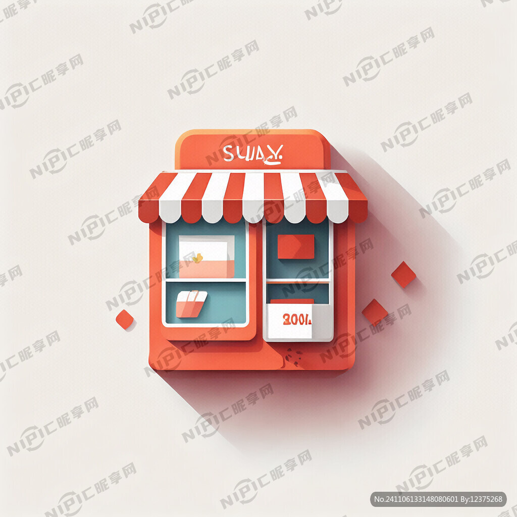 白色背景 暖色系商店图标