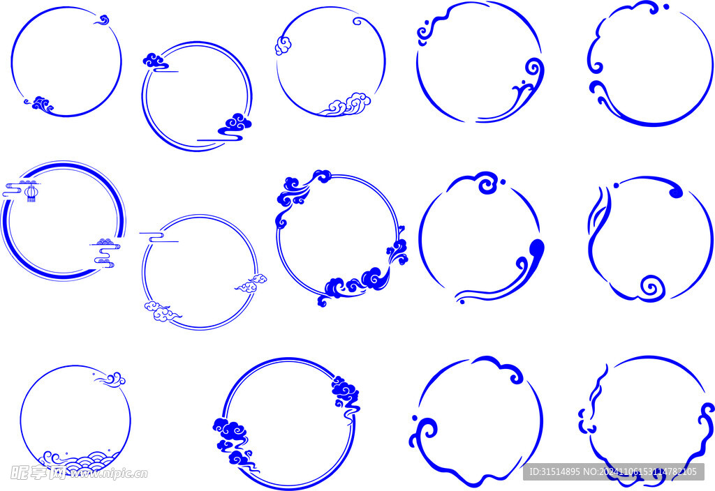 中式花纹中式边框云纹祥云素材