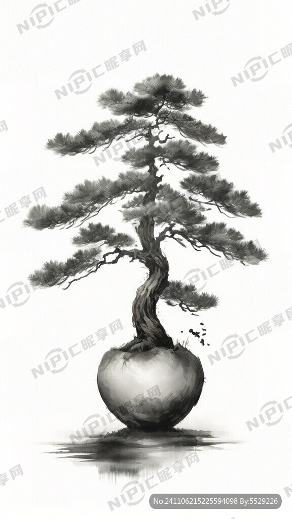 松 盆栽 复古 中式