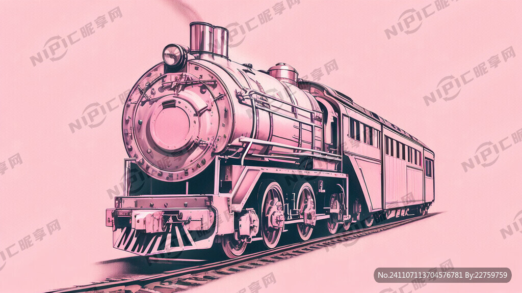 侧面可爱粉色火车