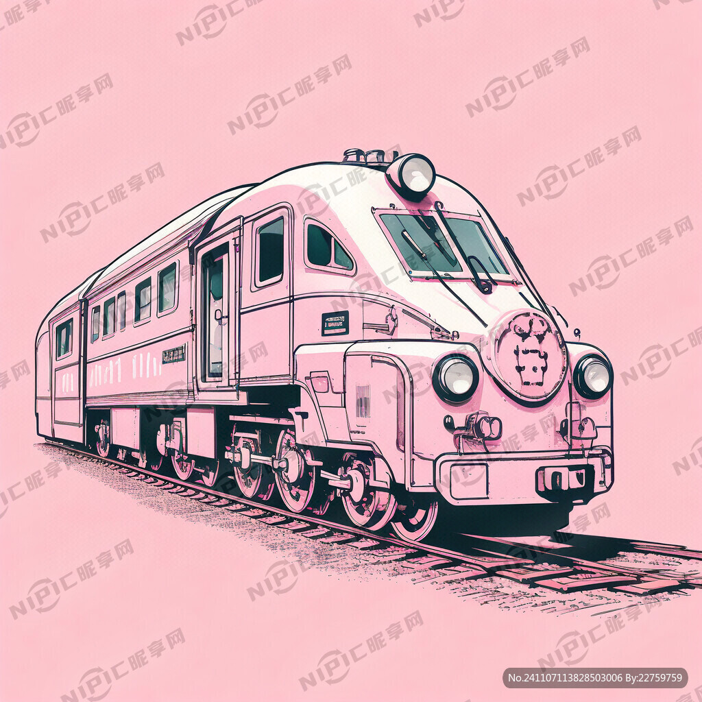 侧面可爱粉色火车