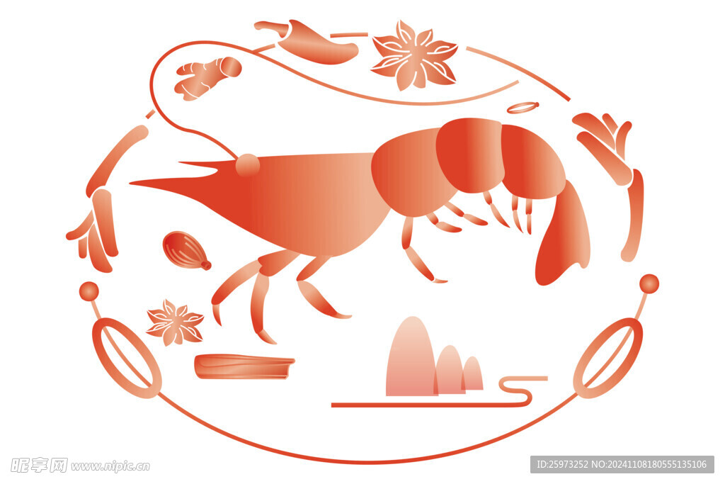 大虾扁平LOGO