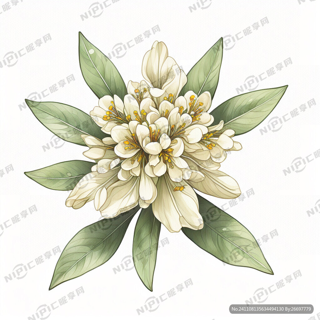 简洁 线稿 清新 一朵桂花