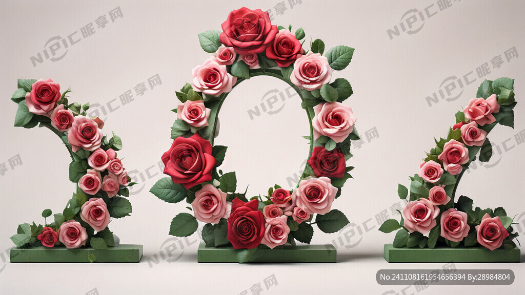 玫瑰花和数字3