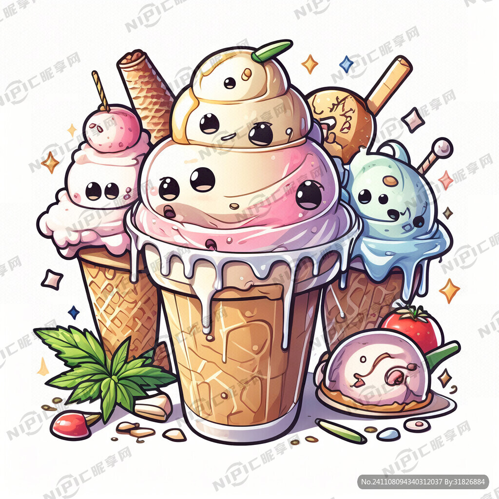 卡通 香草 冰淇淋