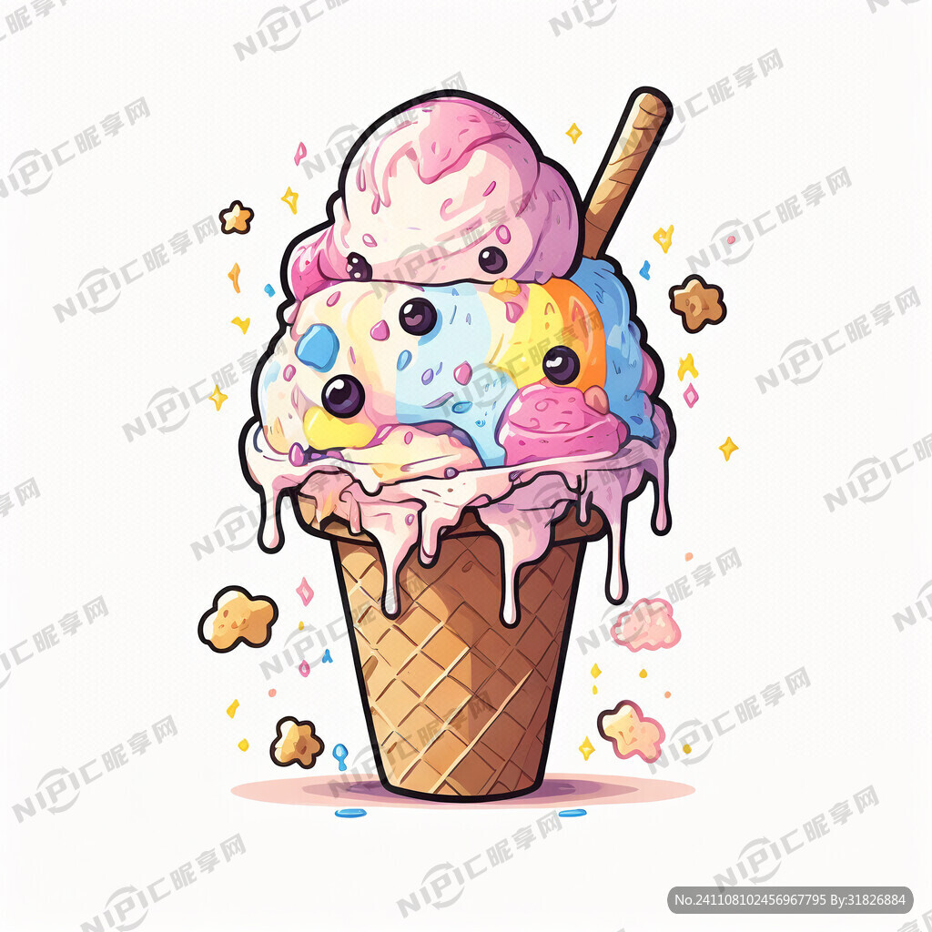 卡通 香草 冰淇淋 单独一个