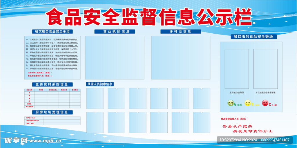 食品安全监督信息公示栏