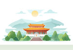 小清新建筑插图免扣素材