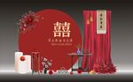 简约红色中国风订婚宴布置