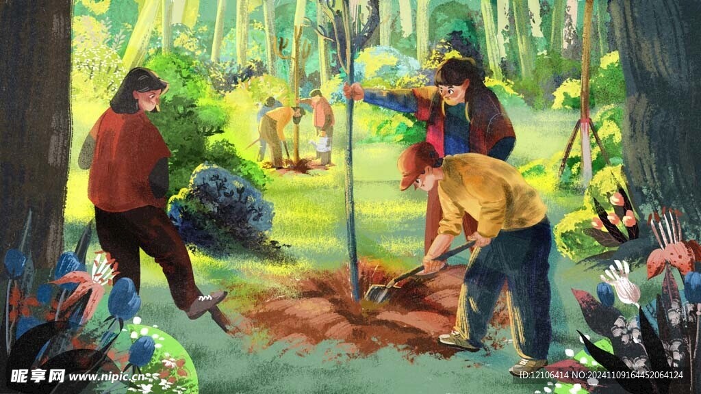 植树节插画