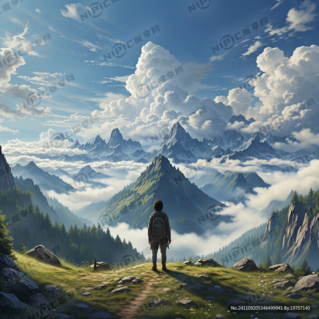 站在山顶俯瞰 群山层峦叠嶂