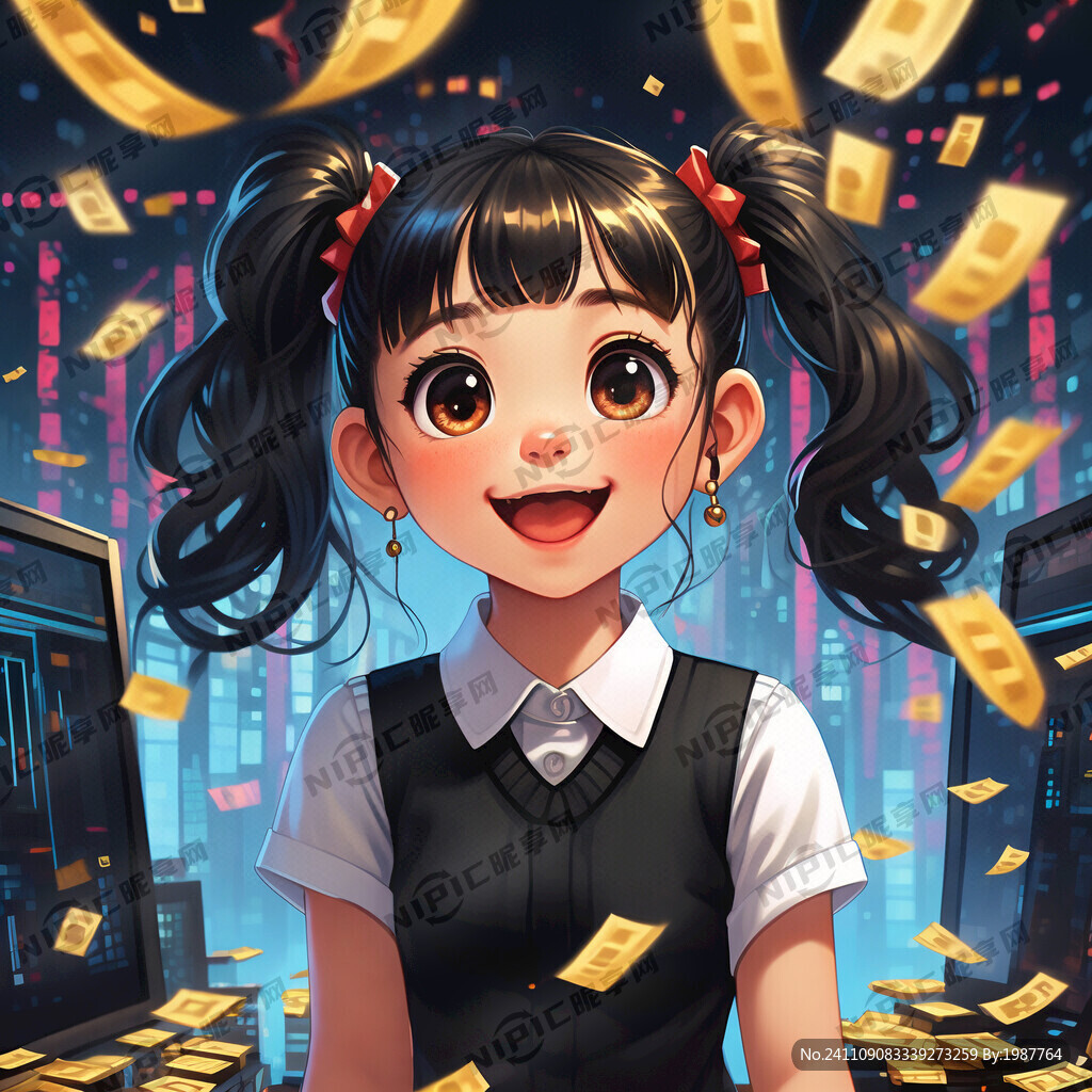 黑色背景 一位马尾辫的女生