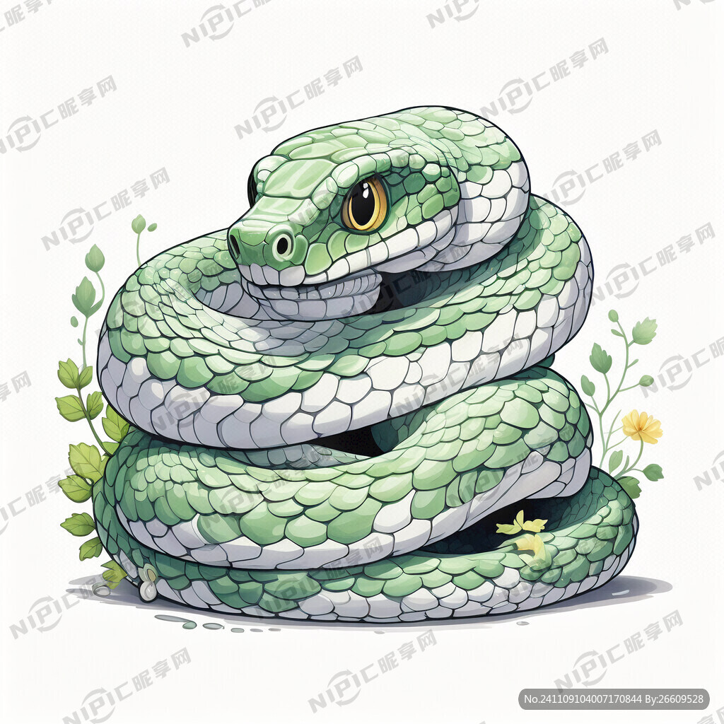 卡通蛇插画 平面图 高清