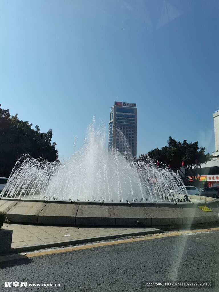 肇庆端州牌坊广场喷泉风景