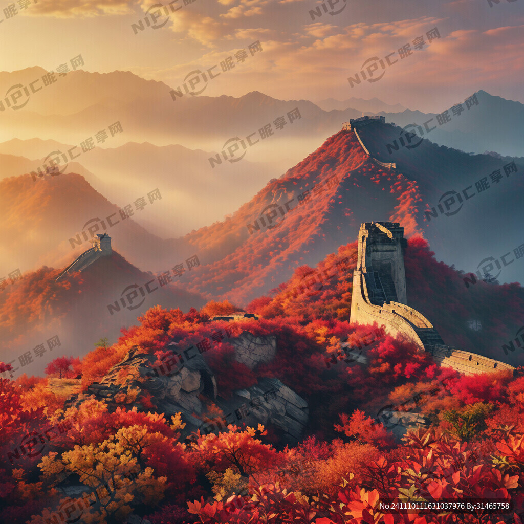 万里长城 有香山红叶 画面细腻