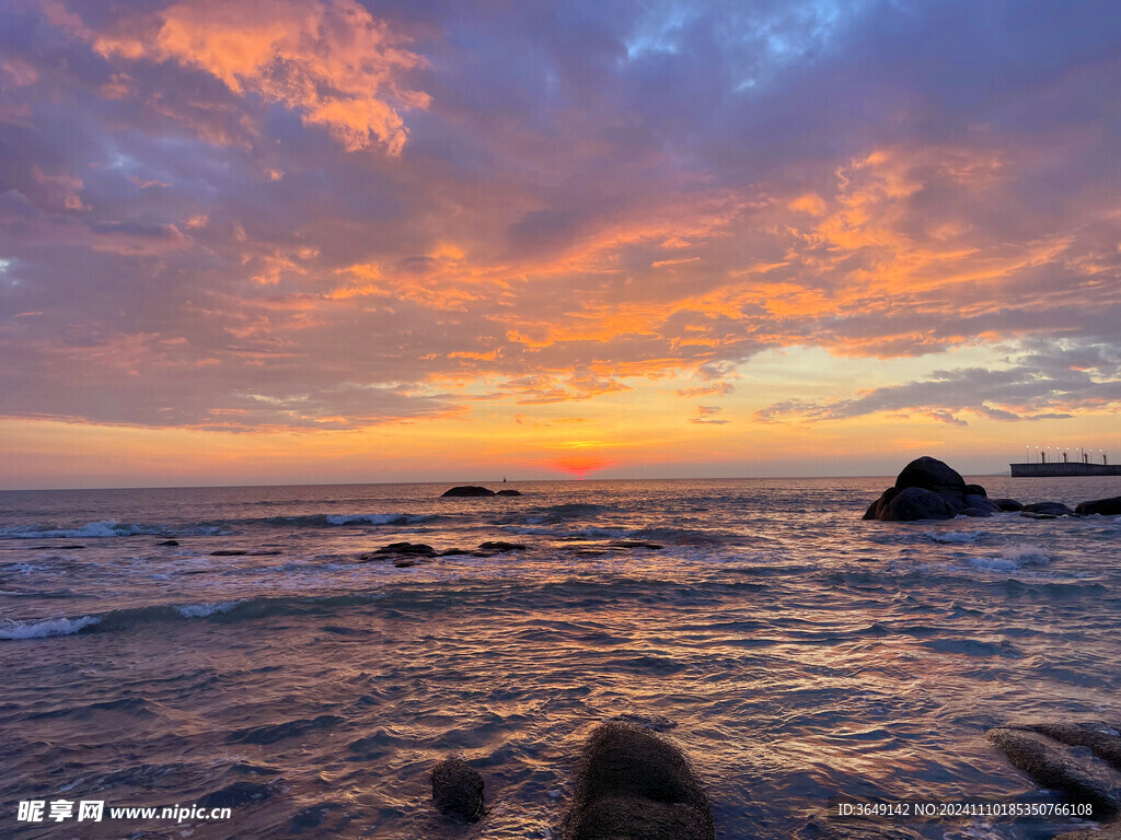 落日夕阳海边美景图