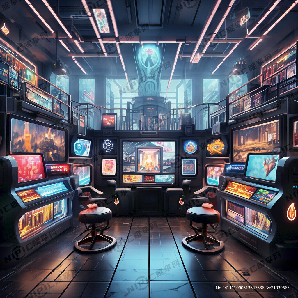 画一张简单大气的电玩游戏城概念