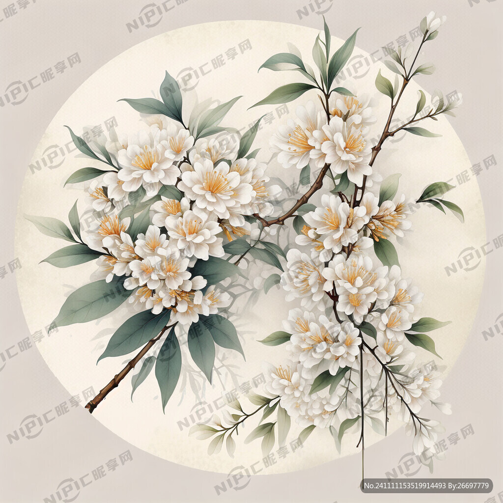 水彩桂花矢量