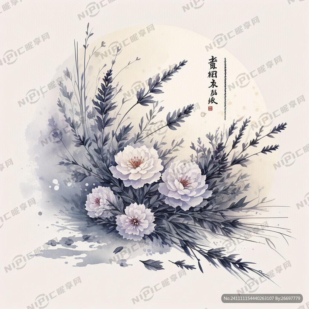 水彩薰衣草矢量