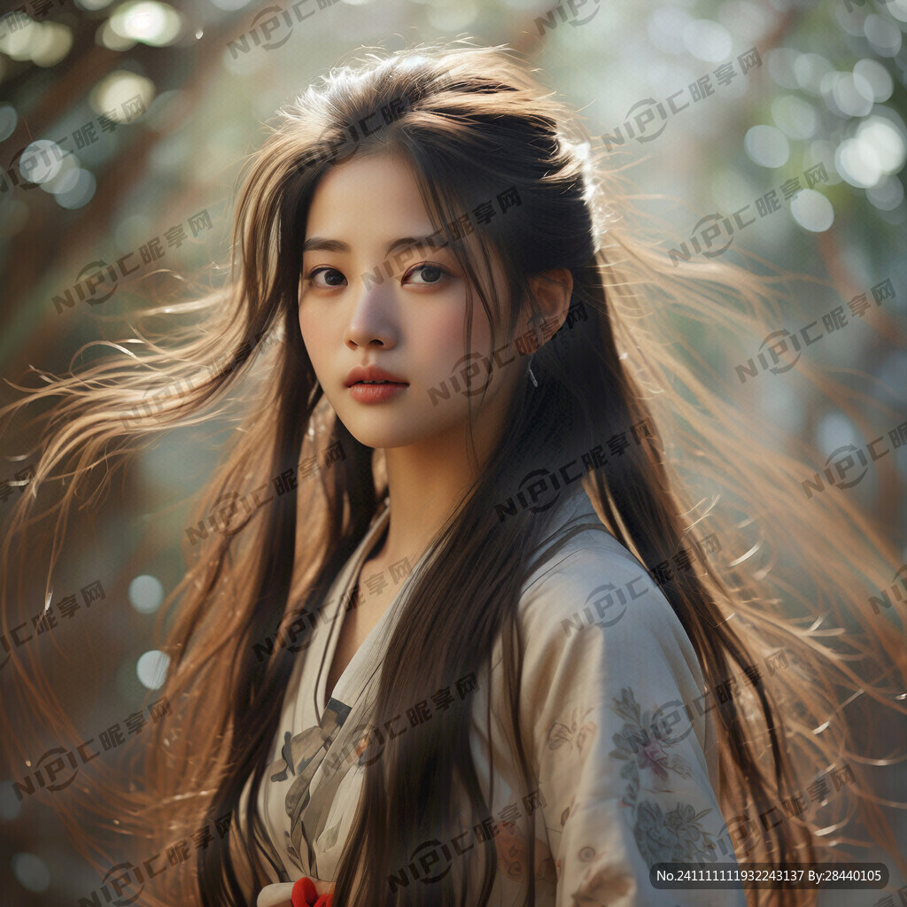 柔光、远景 少女 背景 全身照