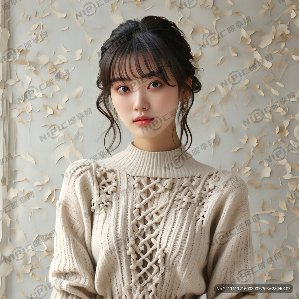 米白色 毛衣连衣裙 镂空 少女