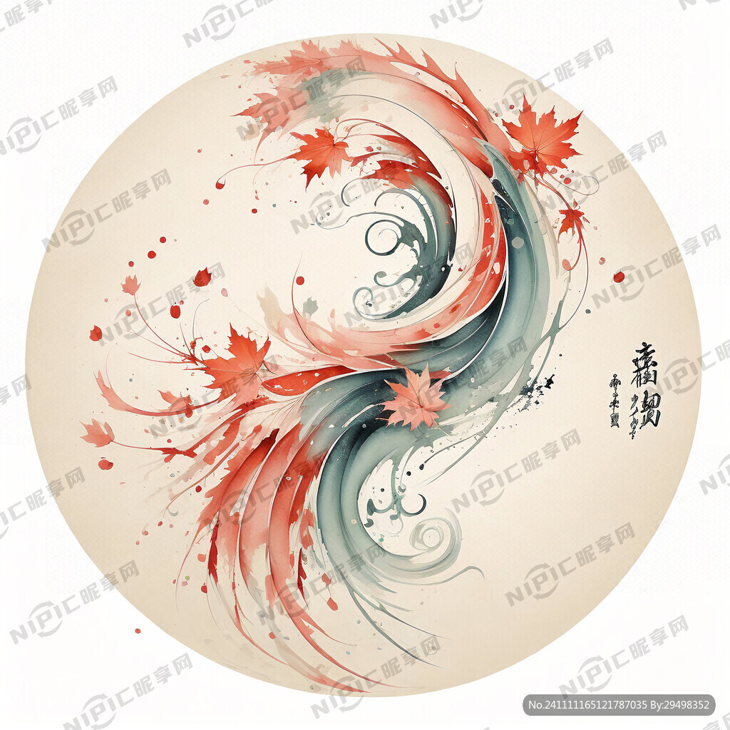 神兽灵枫 枫叶 国潮色。