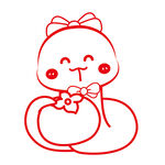蛇卡通插画抱柿子