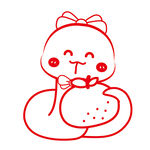 蛇卡通插画抱橙子