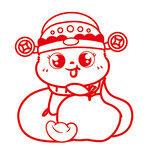 财神蛇卡通可爱插画