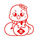蛇宝宝线稿事事如意