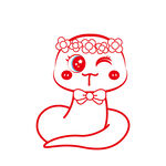 简笔画 蛇年插画 线稿 剪纸 