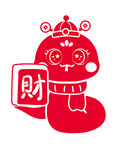 发财麻将蛇年插画 线稿 剪纸