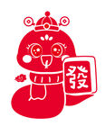 发财蛇年插画 线稿 剪纸窗花 